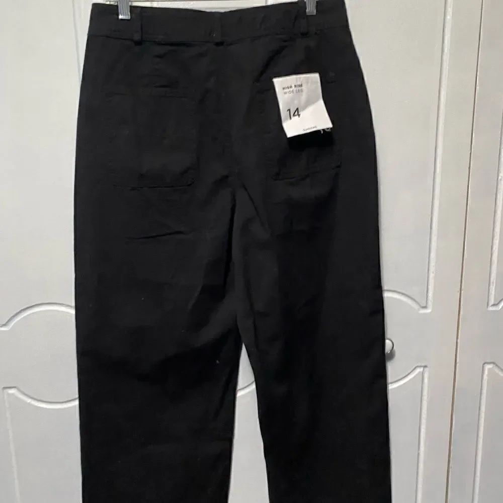 NWT Glassons High Rise Wide Leg 100% cotton slacks 14